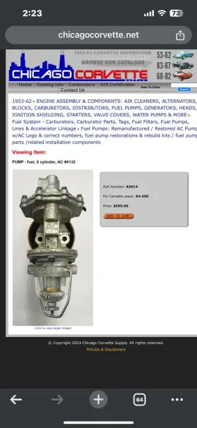 4138 Ac 1953 Chevrolet Bel Air 235ci Mechanical Fuel Pump And 216 #2