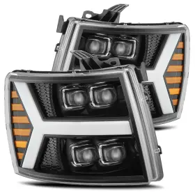 880208 Alpharex Usa 07-13 Chevy 1500hd Newbody Nova Led Proj Headlight Plank Sty Glos Blk