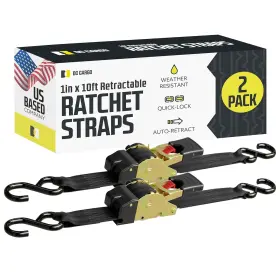 110rrssh Dc Cargo Mall Auto Retractable Ratchet Straps 2-pack 1 Inch X 10 Black
