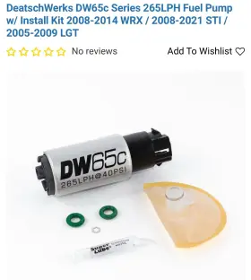 9-652-1008 Deatschwerks 9 652 1008 Dw65c 265 Lph Compact In Tank Fuel Pump