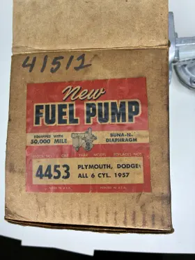 4453 Dodge New Old Stock Fuel Pump 1957 Plymouth All Six Cylinders