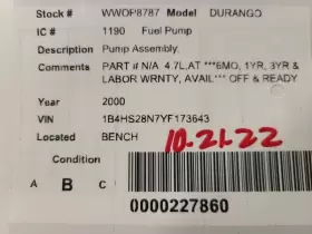 323-01190 Dodge Truck Fuel Pump Assembly Fits 98-01 Durango #3