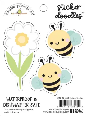 5a00312v-1h2lr Doodlebug 842715088382 Water Bottle Sticker Doodles-just Bee-cause Bee Happy -