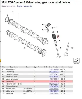 11347562716 Genuine Mini Cooper Valve Spring Countryman Paceman Intake Exhaust #3