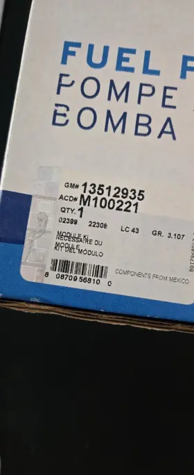 13512935 Gm Genuine Fuel Pump Module Without Level Sensor With Seal