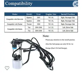 C2-0003 Herko Automotive 372ge Fuel Pump Module- For Saturn Vue Chevrolet Equinox Pontiac Torrent 04-06 #2