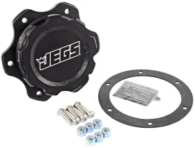 Jegs 153590 Black Fuel Cell Cap With Bung 6-bolt