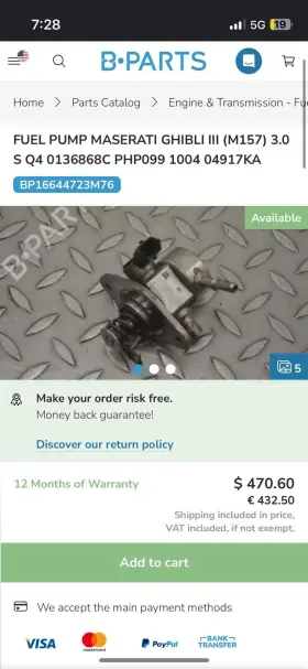 0136868 Maserati 0136868. High Pressure Fuel Pump #3