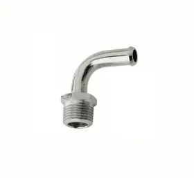 2970g Mr. Gasket Fuel Line Fitting - 3/8 Inch Npt To Hose Barb 90 Chrome