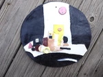 Handmade Art Pottery Heavy Round Plate Abstract Signed Dish Decor Wall 12". Fixed Price $10.00.