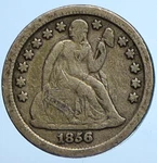 1856 United States Us Silver Seated Liberty Vintage Antique Dime Coin I111041. Fixed Price $358.20.