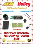 Aem 400LPH E85-COMPATIBLE Hi-flow In Tank Fuel Pump Kit Double Barb 50-1230. Fixed Price $166.95.